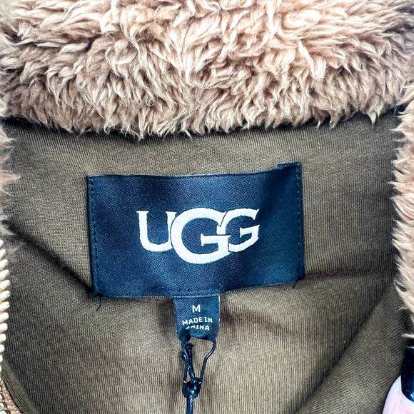 UGG Womens Marlene Sherpa Jacket Medium Tan Chestnut Heritage Braid NWT - Picture 9 of 12